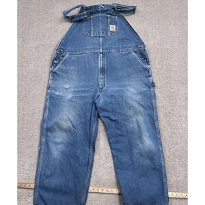 Carhartt R07 Overalls Men 44W‎ 27L Blue Denim Bib Workwear Carpenter Distressed
